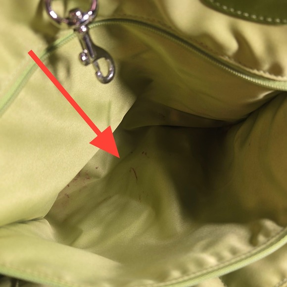 Coach Stripe Signature Monogram Purse Canvas Leather Tote Bag Pink Green - Picture 6 of 16